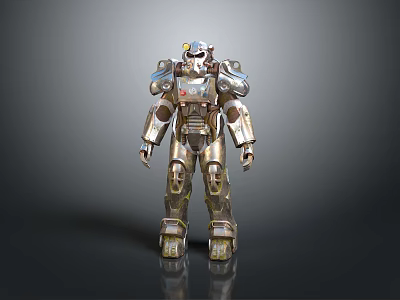 Metallic Armored Robot With Detailed Mechanical Body And Shiny Armor Components 3d model