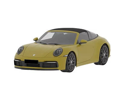 Yellow Convertible Sports Car With Black Roof And Stylish Wheels 3d model