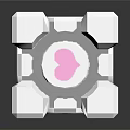 White Cube Structure With Pink Heart Shapes White Blocks And Circular Components On Black Background