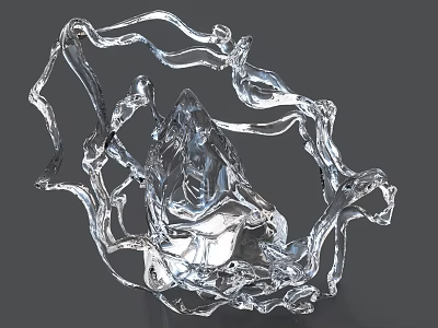 Transparent Crystal Decorative Ornament Set With Abstract Flowing Lines Artistic Sculpture Design Home Decor Accent 3d model