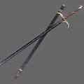 Two Crossed Medieval Swords With Sharp Metal Blades Red Wrapped Handles And Golden Decorative Accents
