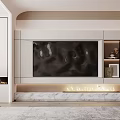 Modern TV Wall Design With Integrated Cabinet Display Shelves And Marble Countertop Lighting