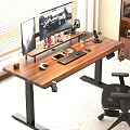Modern Home Office Setup With Wooden Desk Dual Monitors And Ergonomic Chair