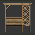Wooden Garden Pergola Structure With Lattice Design Bench And Shelves