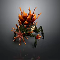 Fantasy Mythical Creature with Green Body Insect Like Legs and Orange Spiky Growths