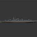 3D Warship Model With Gray Hull Orange Bottom Deck And Turrets 3d model