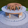 Landscape landscape small building round pavilion 3d model