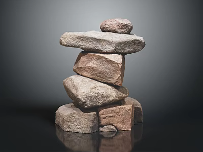 Natural Stacked Stone Structure With Balanced Rocks In Various Tones And Textures 3d model