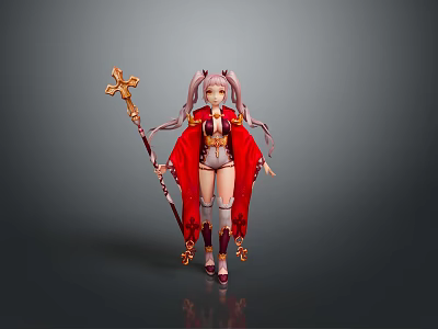 Female Elf Cartoon Witch Magic Witch Magic Girl Magician Elf Mage Warlock Wizard 3d model