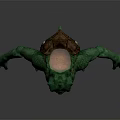 Green Reptilian Monster Creature In Standing Pose With Clawed Hands And Back Fin