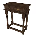 Solid Wood Dressing Table With Two Drawers And Carved Legs Design