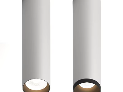 Modern Cylindrical White Ceiling Lights With Glowing Bottom And Black Edges 3d model