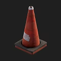 Orange Traffic Cone With Black Base White Top And White Sticker