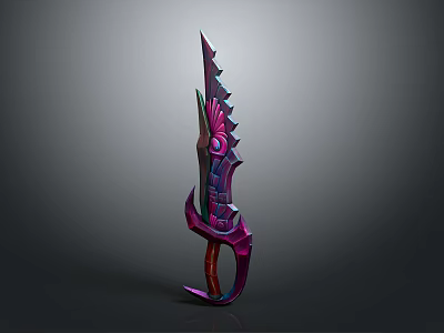 Ornate Fantasy Weapon With Sharp Purple Pink Blade And Intricate Decorative Hilt 3d model
