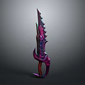Ornate Fantasy Weapon With Sharp Purple Pink Blade And Intricate Decorative Hilt