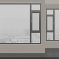 Modern Casement Windows With Black Frames And Urban View In Spacious Interior 3d model