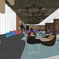 Modern Clubhouse Interior Design With Wooden Walls Sofa Chairs And Chandeliers