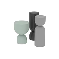 Modern Light Green Black and Gray Side Tables Cylindrical Shape with Smooth Surfaces 3d model