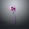 Ornate Purple And White Weapon Featuring Intricate Spiral Patterns On Long Handle