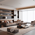 Modern Italian Style Living Room Italian Style Light Luxury Living Room Advanced Grey Living Room Sofa Coffee Table Combination Corner Sofa Leather Sofa Sofa Background Wall Leisure Chair Floor Lamp 3d model