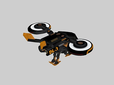 Black And Orange Drone Design With Four Rotors And DR3 Details 3d model