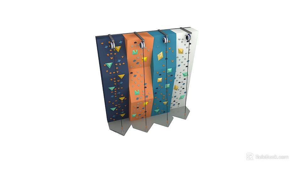 Multi Colored Climbing Wall Panels with Grip Points Sports Equipment 3d model