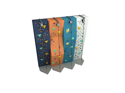 Multi Colored Climbing Wall Panels with Grip Points Sports Equipment 3d model