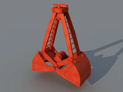 Red Industrial Grab Bucket Equipment With Tripod Structure For Material Handling 3d model