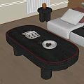 Modern Oval Coffee Table In Living Room With Magazine Bowl And Sofa