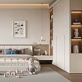 Modern Kids Room Interior With Bed Study Desk Bookshelf Stuffed Toys And Wall Art