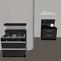 Modern Minotli Kitchen Appliances With Sleek Black Stove Oven And Drawers