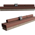 Modern Multi person Sofa With Brown Upholstery Decorative Pillow And Wooden Base Design