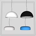 Modern Pendant Lights Design With White Black Shades And Pink Blue Bases