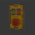 Industrial Emergency Control Panel With Red Green Buttons And Yellow Enclosure