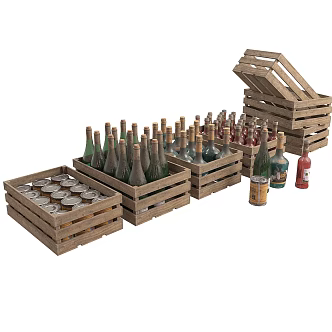 Wooden storage box for red wine 3d model