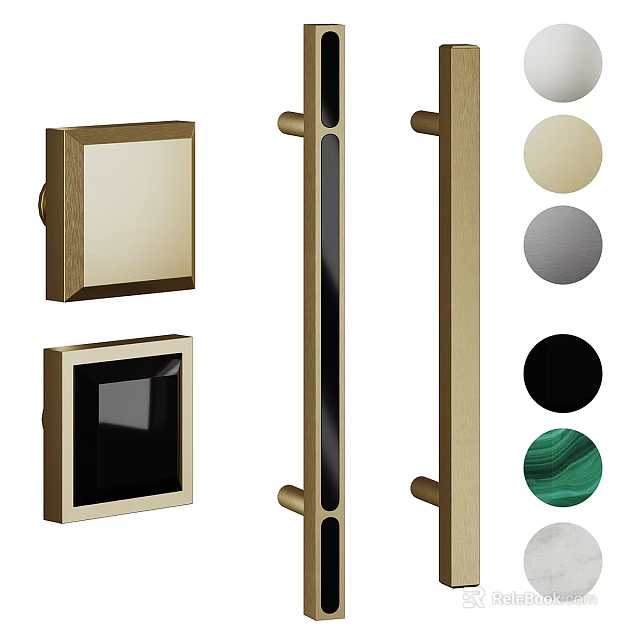 Brass Toned Decorative Ornament Set With Square Rectangular And Multicolor Circular Discs 3d model 