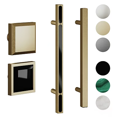 Brass Toned Decorative Ornament Set With Square Rectangular And Multicolor Circular Discs 3d model