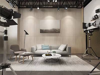 Modern Public Office Space Interior With Open Layout Workstations And Sofa Area 3d model