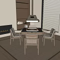 Mahjong Table Single Chair Sofa Smoking Lamp Famous 3d model