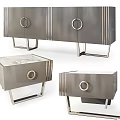 Modern Console Tables With Metal Frame Circular Ring Handles And Marble Top 3d model