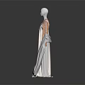 Elegant Long Robe With Orange Patterned Top And Light Gray Flowy Design