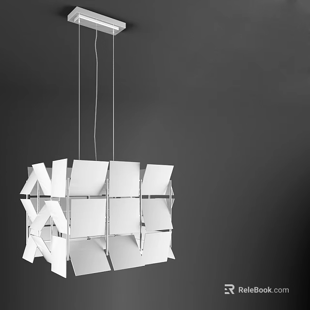 Abstract Geometric Pendant Light Modern Design With White Structural Cuts For Home Interior 3d model 