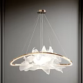 Elegant Modern White Petal Shaped Chandelier With Circular Ring Hanging Design 3d model