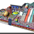 Colorful Indoor Playground With Slides Ball Pit Themed Buildings And Interactive Play Areas