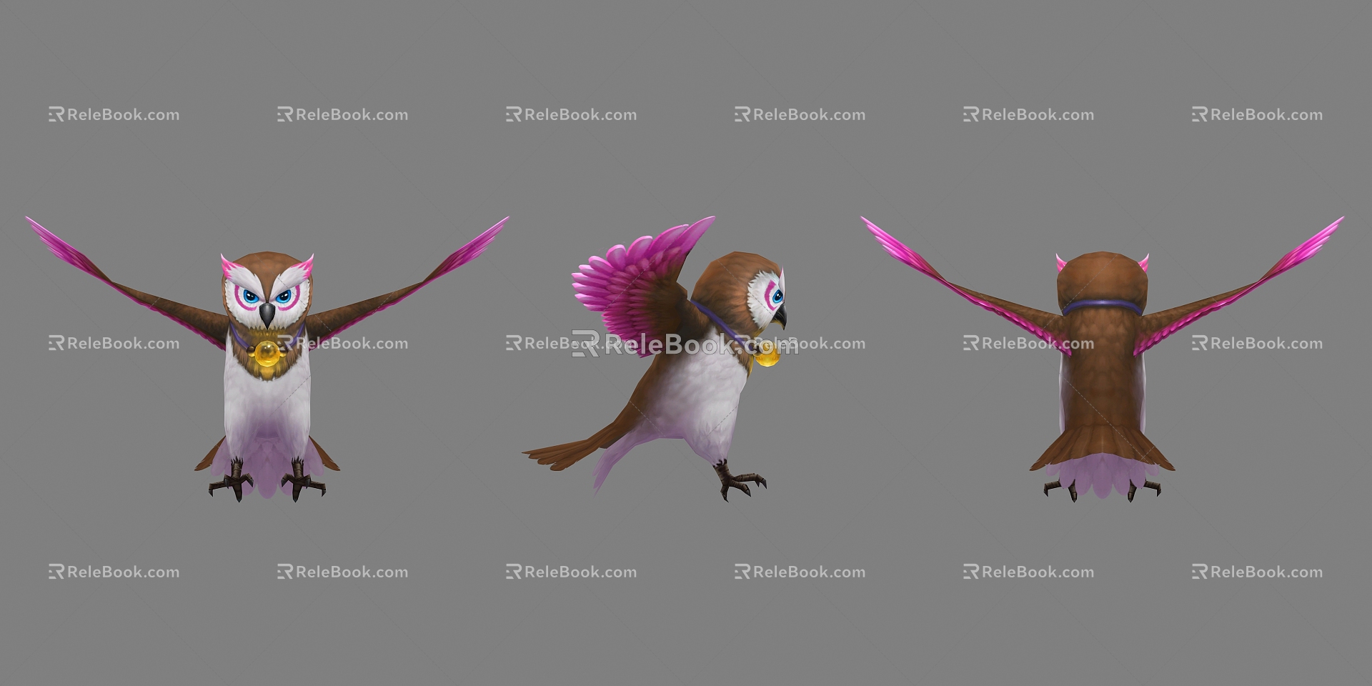 Modern Owl Spirit Pet Cartoon Bird 3d model