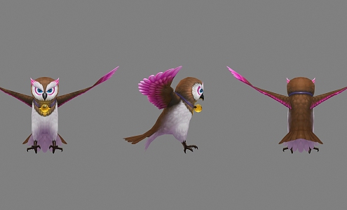 Modern Owl Spirit Pet Cartoon Bird 3d model