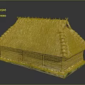 Traditional Rustic Wooden House With Straw Thatched Roof And Log Walls