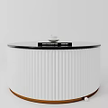 Modern Round Coffee Table With White Ribbed Design And Marble Top 3d model