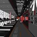 Modern Gym Interior With Treadmills Wall Posters The People Text And Red Accents