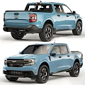 Blue Ford Maverick Pickup Truck Front And Rear View Design